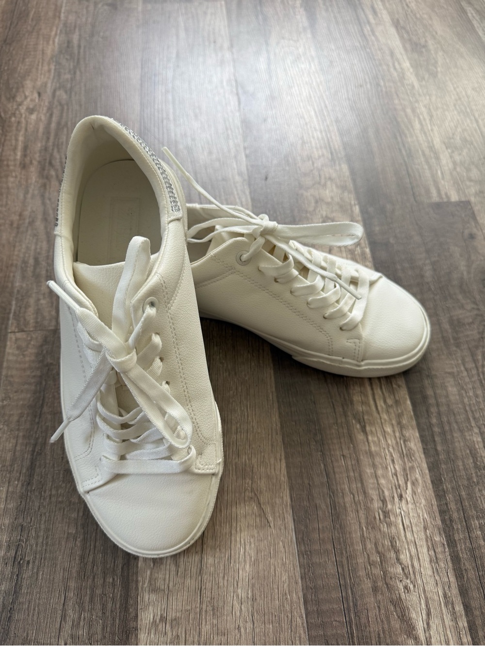 ZARA White Rhinestone Embellished Sneakers – Size 6
